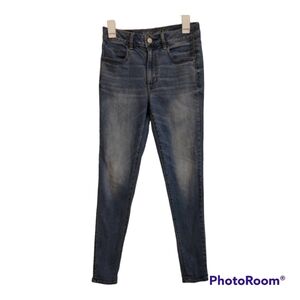 American Eagle‎ medium wash high rise jeggings tall
